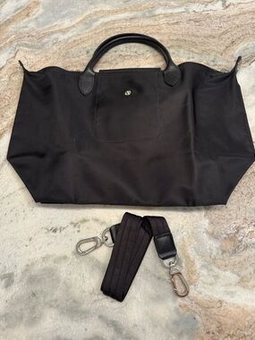 Longchamp le pilage Black Nylon Tote with Detachable Shoulder Strap